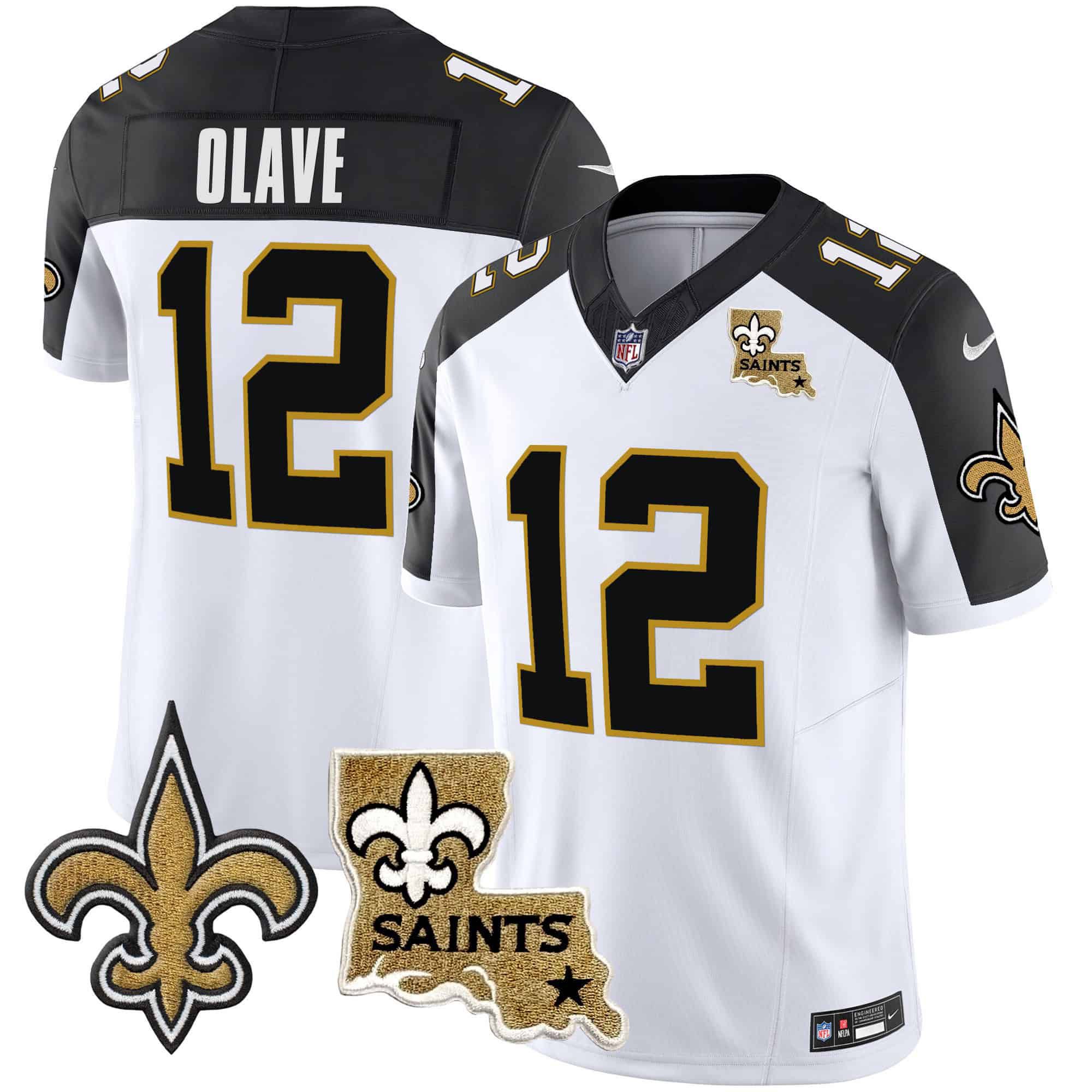 Men New Orleans Saints 12 Olave White 2024 Nike Vapor Limited NFL Jersey style 1